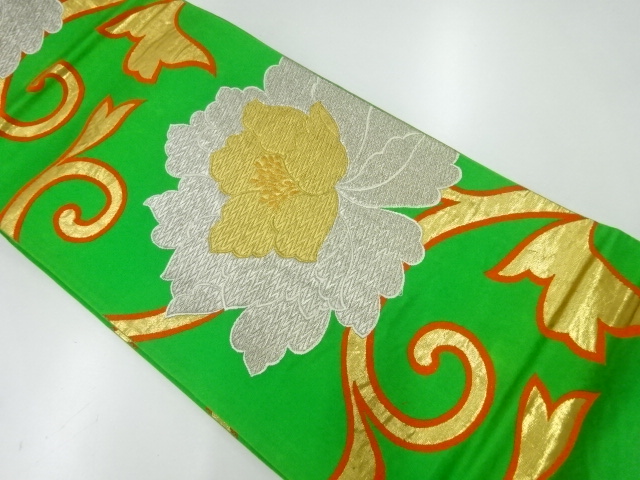 アンティーク　花唐草模様織出し袋帯（材料）